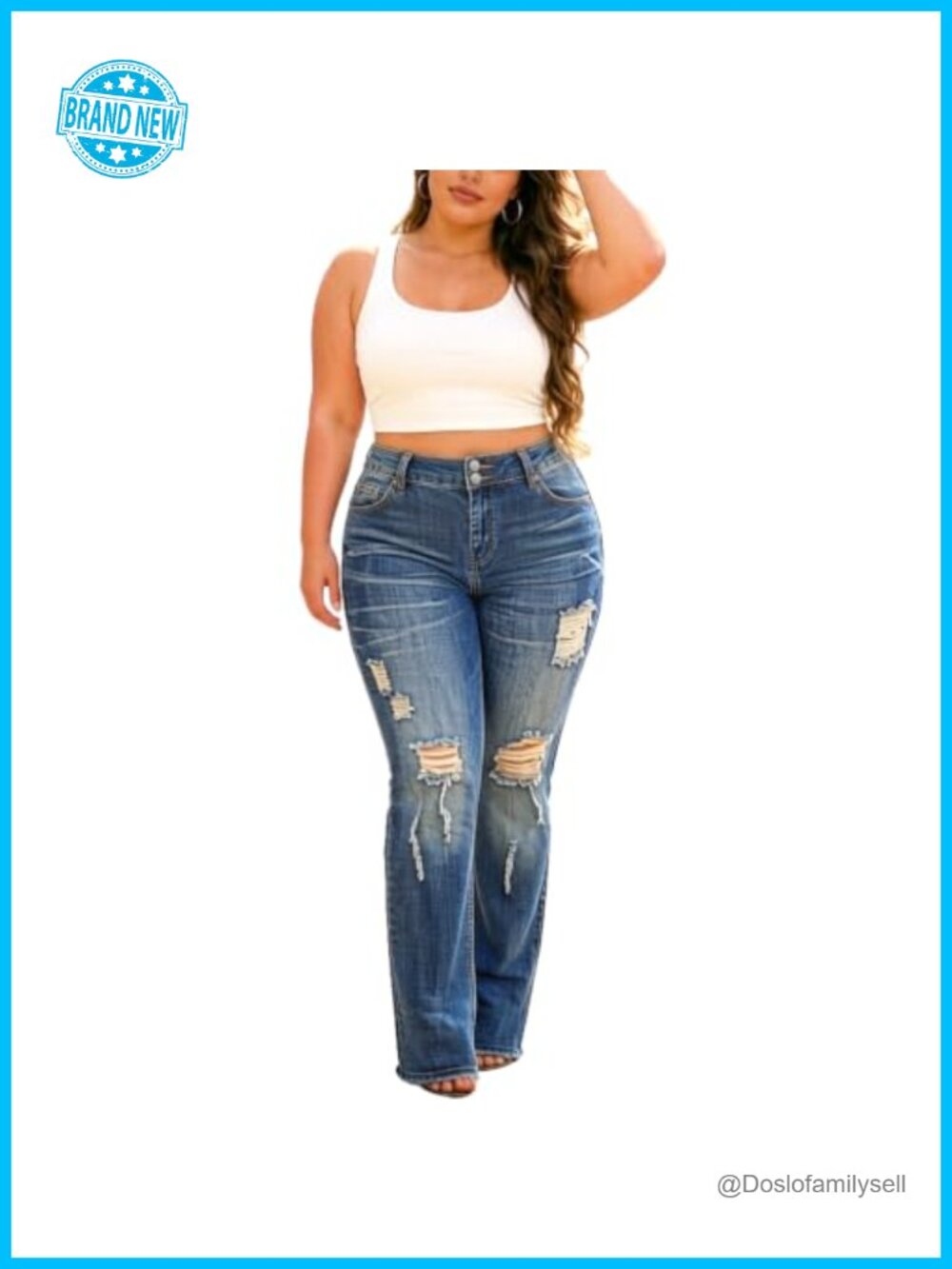 Bell Bottom Jeans High Waisted Cut Out Distressed Stretch Denim Bootcut